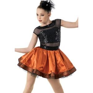 Dance Costume Weissman 10138 Medium Child Orange Dress Jazz Sequin